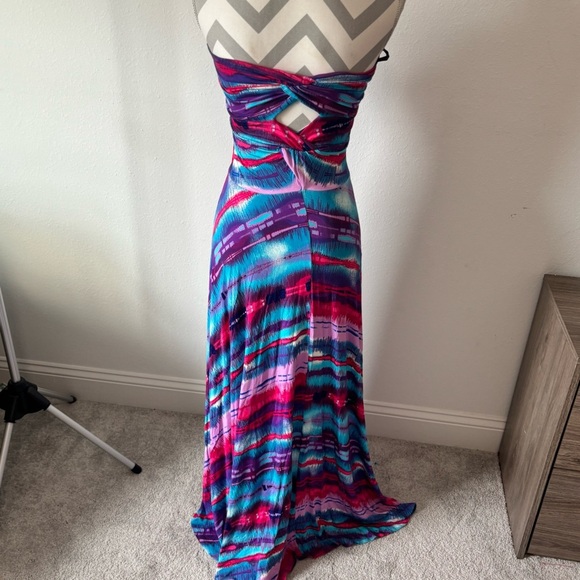 Womens Felicity & Coco Strapless Maxi Dress XS Abstract Print Open Back - Picture 4 of 8